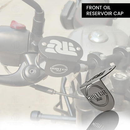 MOTO GENIUS Stainless Steel Front Disc Brake Fluid Reservoir Oil Cap Guard for Hunter 350, Durable Protector Cover ()