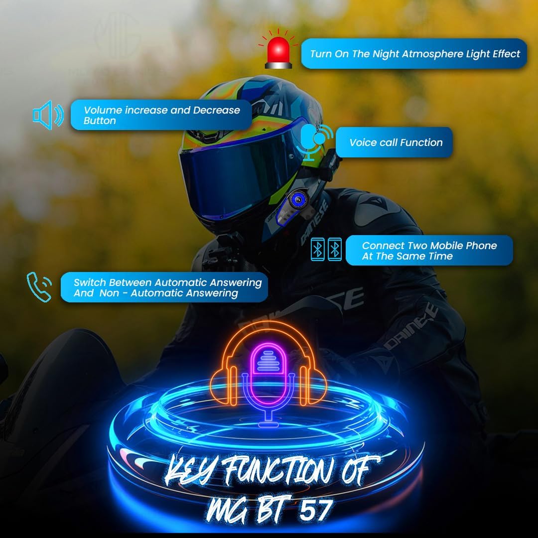 MOTO GENIUS BT35 Wireless Bluetooth 5.0 Helmet Headset, Hands-Free with Mic, Stereo Sound, Waterproof, Noise Reduction | Compatible with iOS & Android