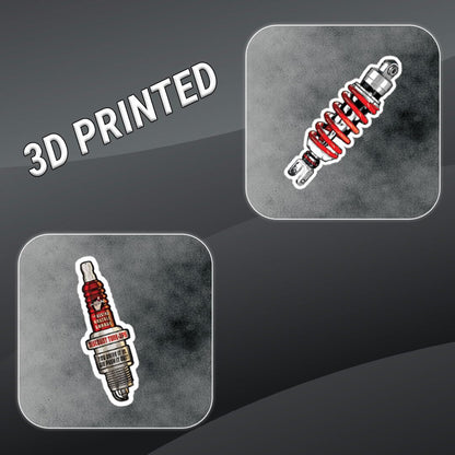 Bike Spare Parts 3D Vinyl Stickers | Waterproof, Fade-Proof, Self-Adhesive Decals for Helmet, Bike, Car, Laptop & Mobile | Mechanical Parts & Garage Style Stickers