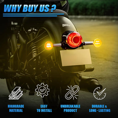 MOTO GENIUS Premium LED Turn Signal Indicators for RE Classic 350, Bullet 350, Reborn | Waterproof, High-Brightness Automotive-Grade LEDs, Durable Virgin Plastic Body (Set of 4) Chrome Finish