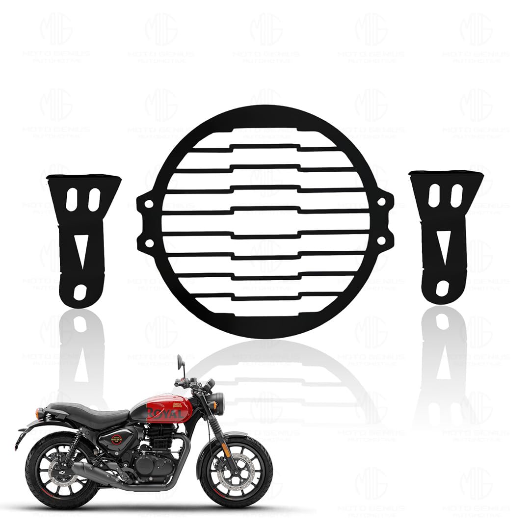 MOTO GENIUS Front Headlight Grill Guard for HUNTER Motorbike | Durable Metal Protective Head Light Frame Protector