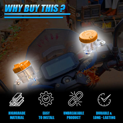 MOTO GENIUS Universal Motorcycle Front Brake Clutch Fluid Reservoir Tank | Durable Plastic Master Cylinder Oil Cup for Hydraulic Brake and Clutch Systems