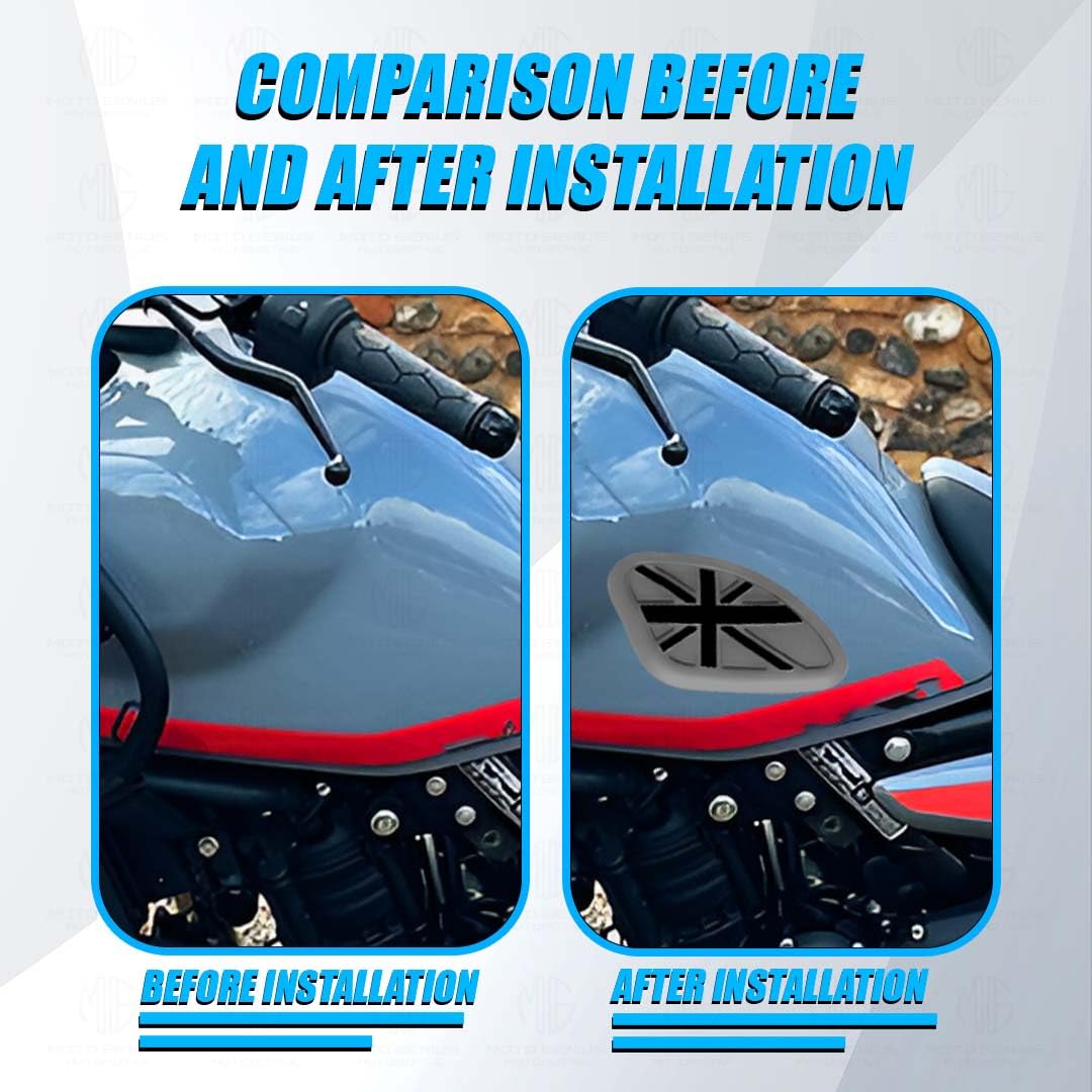 MOTO GENIUS Universal Anti Slip Silicone Tank Pad | Waterproof Motorcycle Sticker for Enhanced Grip and Protection on All Bikes ()
