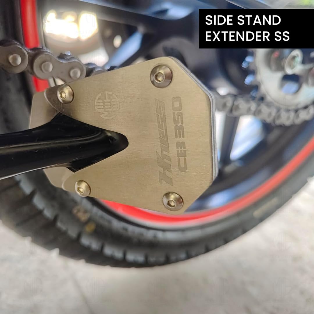 MOTO GENIUS Stainless Steel Side Stand Extender for Honda Hnees CB 350 | Heavy Duty Parking Support and Stability Enhancer
