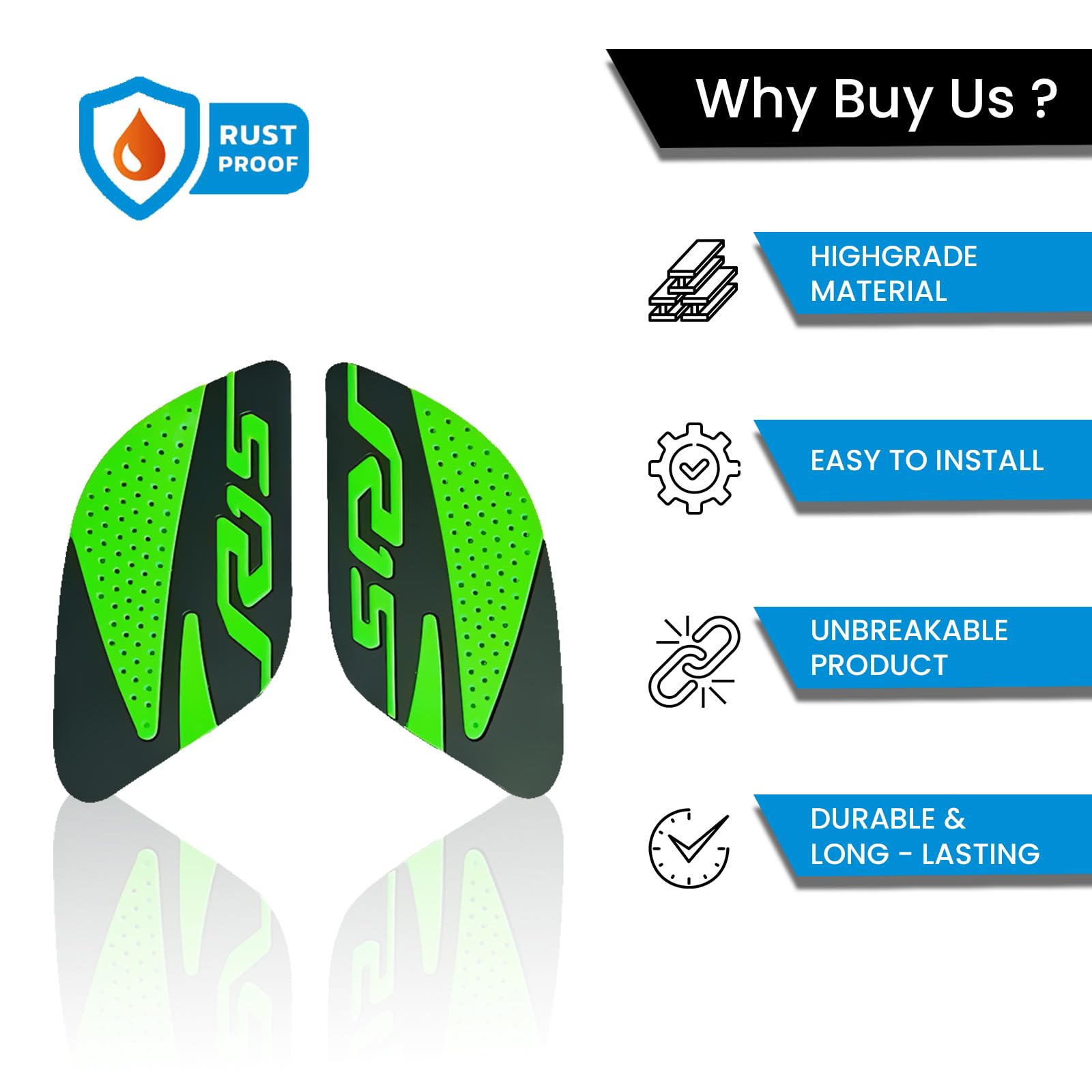 MOTO GENIUS Silicone Tank Pads for R15 V4 | Premium Tank Protection Pads |Anti-Slip and Scratch-Resistant Design |Stylish and Durable (Pack of 2) (+)