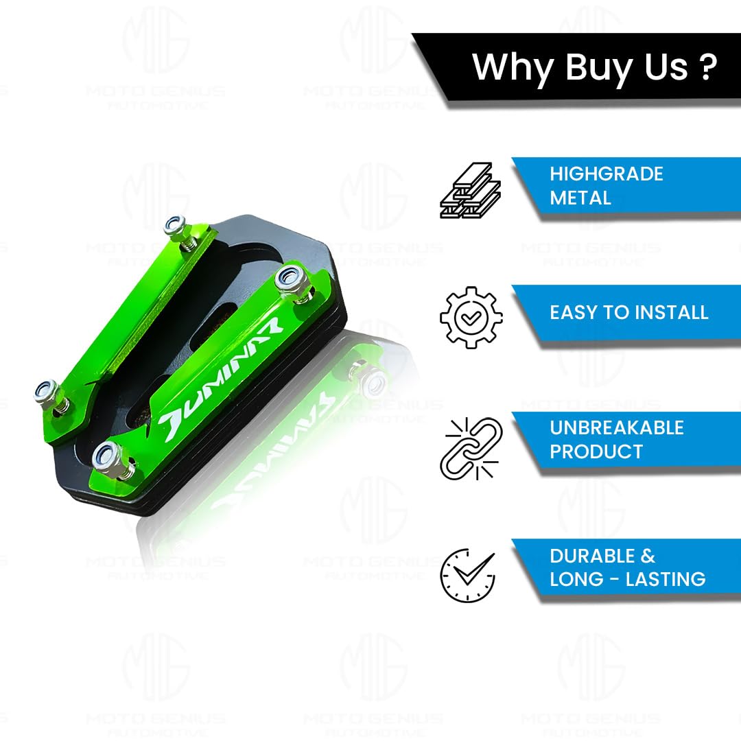 MOTO GENIUS Side Stand Extender for Dominar 250 & 400 | Heavy Duty Parking Support and Stability Enhancer (Green)