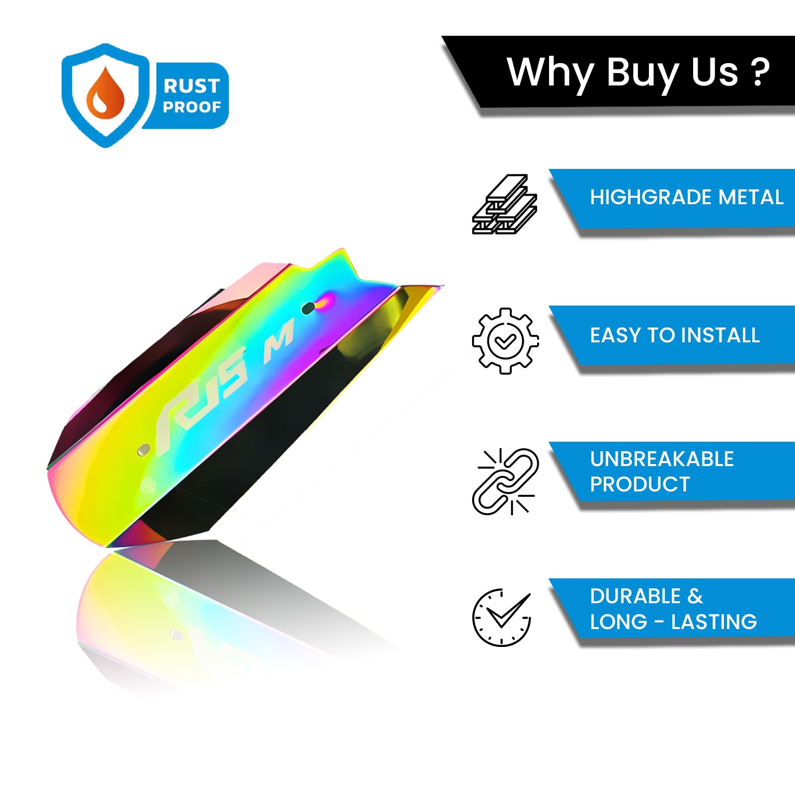 MOTO GENIUS Stainless Steel Exhaust Cover Silencer Protector for R15 V4 | Premium Exhaust Heat Shield Protector for Enhanced Durability and Style | Easy Installation