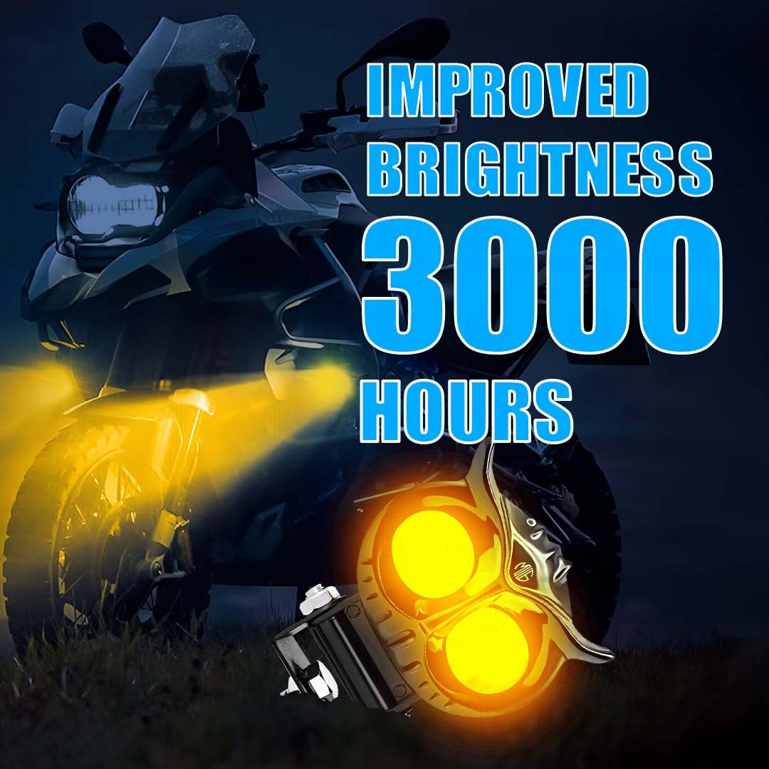 MOTO GENIUS 40W OWL Shape LED Fog Light | Dual Color & | Low & High Beam | Universal Fit for Car & Motorcycle | Stylish Projector Lamp Design