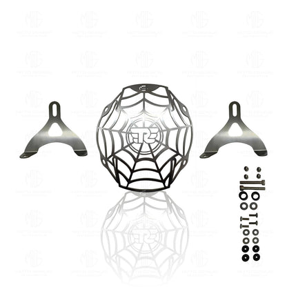 MOTO GENIUS Headlight Grill Guard for RE Interceptor | Durable Stainless Steel Protective Cover for Motorcycle Lights (Spider Shape)
