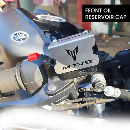 MOTO GENIUS Stainless Steel Front Disc Brake Fluid Reservoir Oil Cap for MT 15 Motorbike Replacement for Enhanced Durability and Performance (Pack of 1)