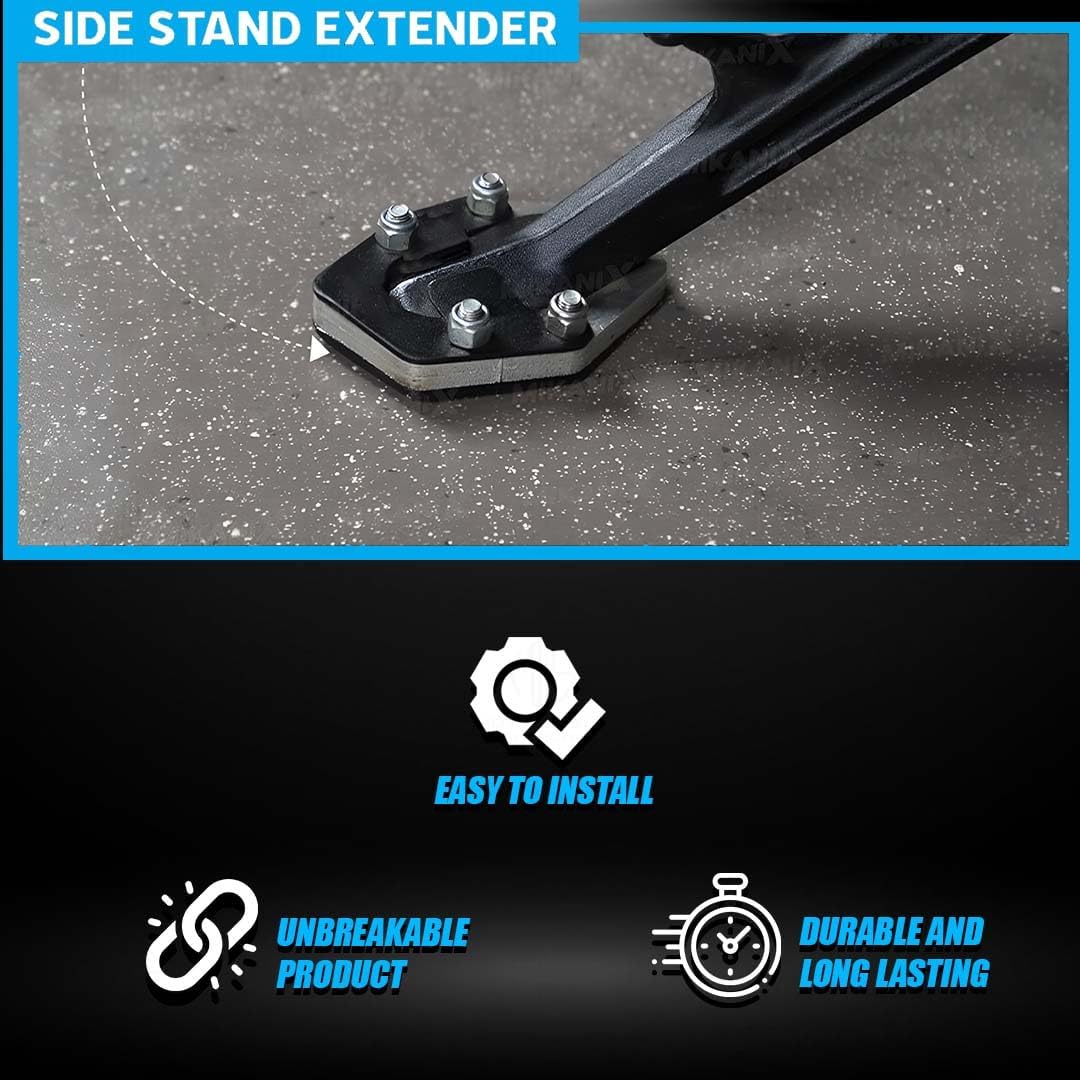 MOTO GENIUS Side Stand Extender for RE Himalayan 450 | Heavy Duty Iron Parking Support & Stability Enhancer for Soft Ground (1PC)