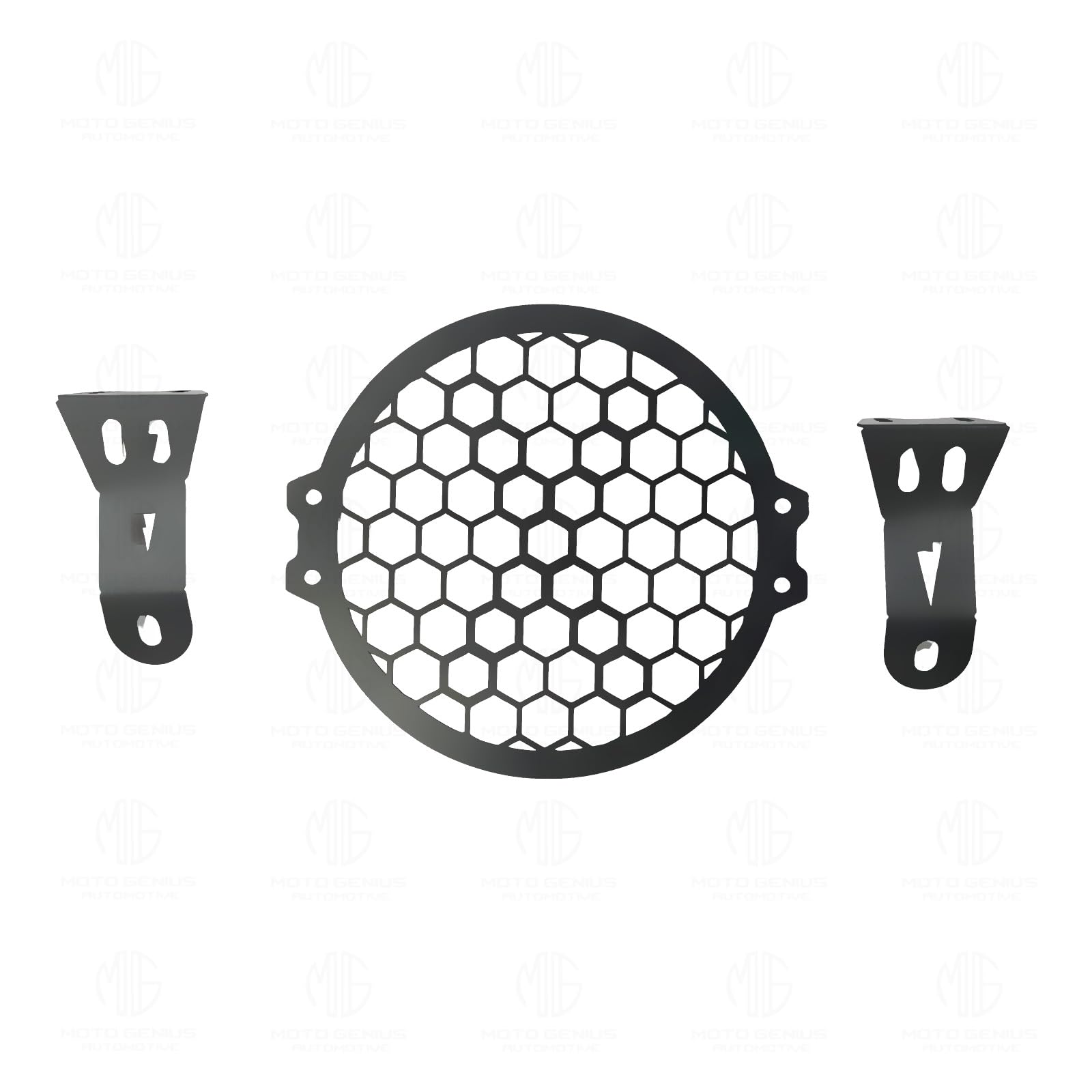 MOTO GENIUS Front Headlight Grill Guard for HUNTER | Durable Metal Protective Head Light Frame Protector (Check Grill)
