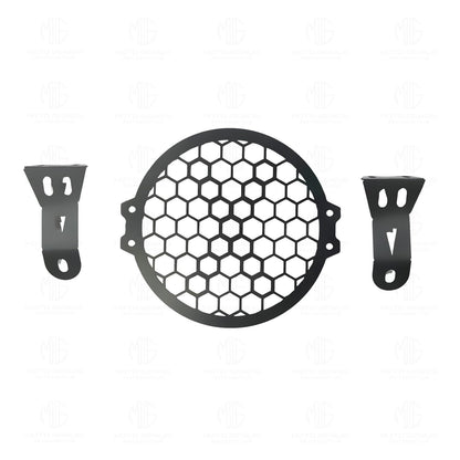 MOTO GENIUS Front Headlight Grill Guard for HUNTER | Durable Metal Protective Head Light Frame Protector (Check Grill)