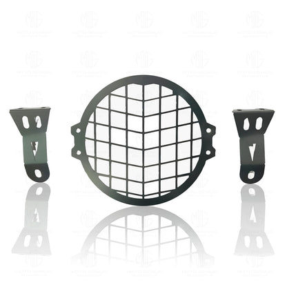 MOTO GENIUS Front Headlight Grill Guard for HUNTER | Durable Metal Protective Head Light Frame Protector (Check Grill)