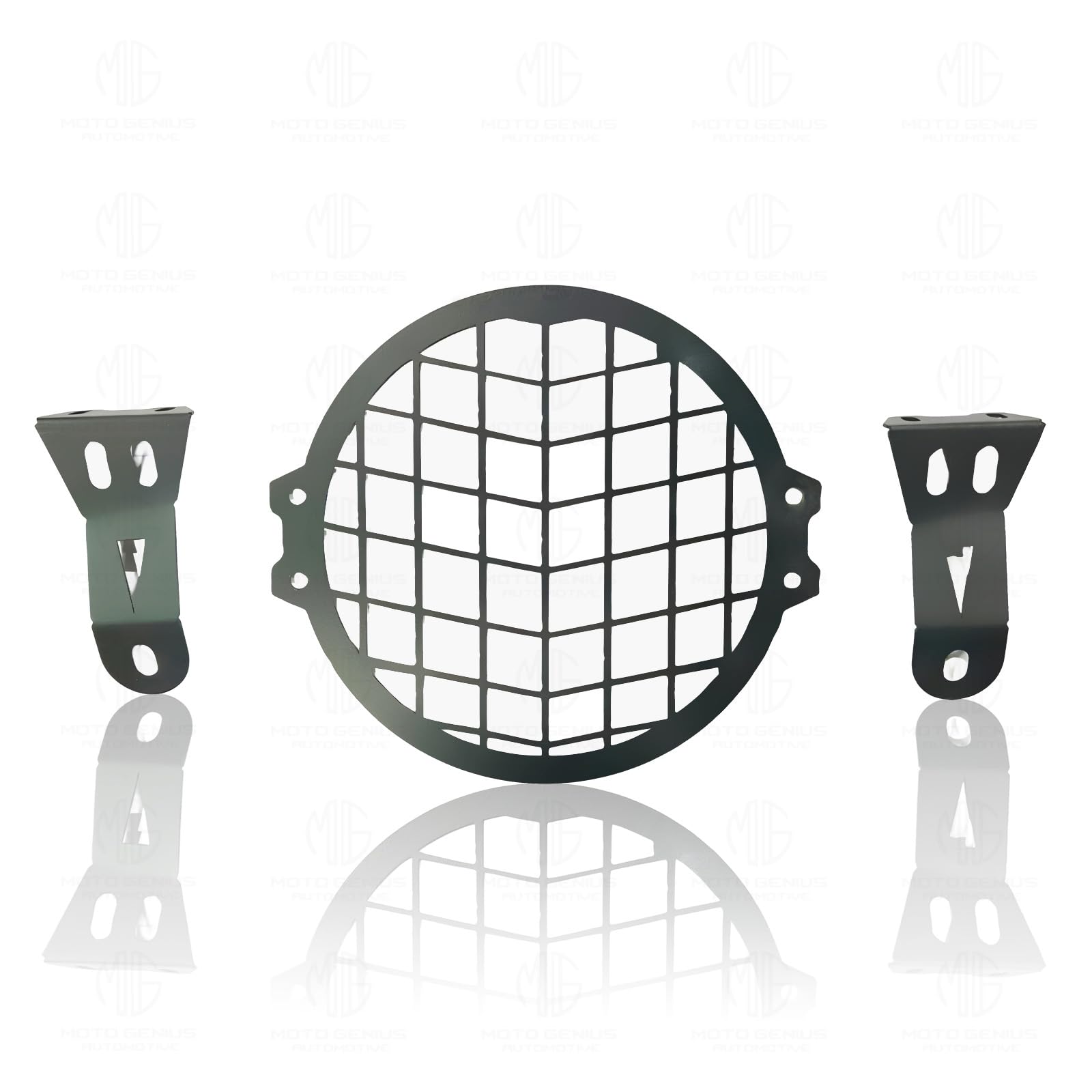 MOTO GENIUS Front Headlight Grill Guard for RE Himalayan BS3/BS4/BS6/Scram Motorbike | Durable Metal Protective Head Light Frame Protector (Straight Grill)