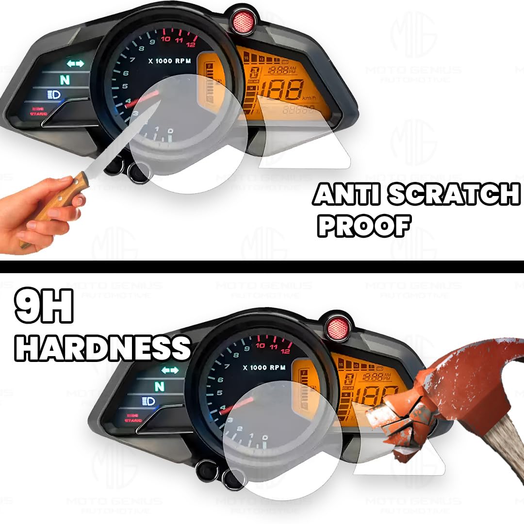 MOTO GENIUS Screen Guard for Pulsar RS200 Speedometer | Anti-Scratch and Dust Protection, Clear Tempered Glass Protector