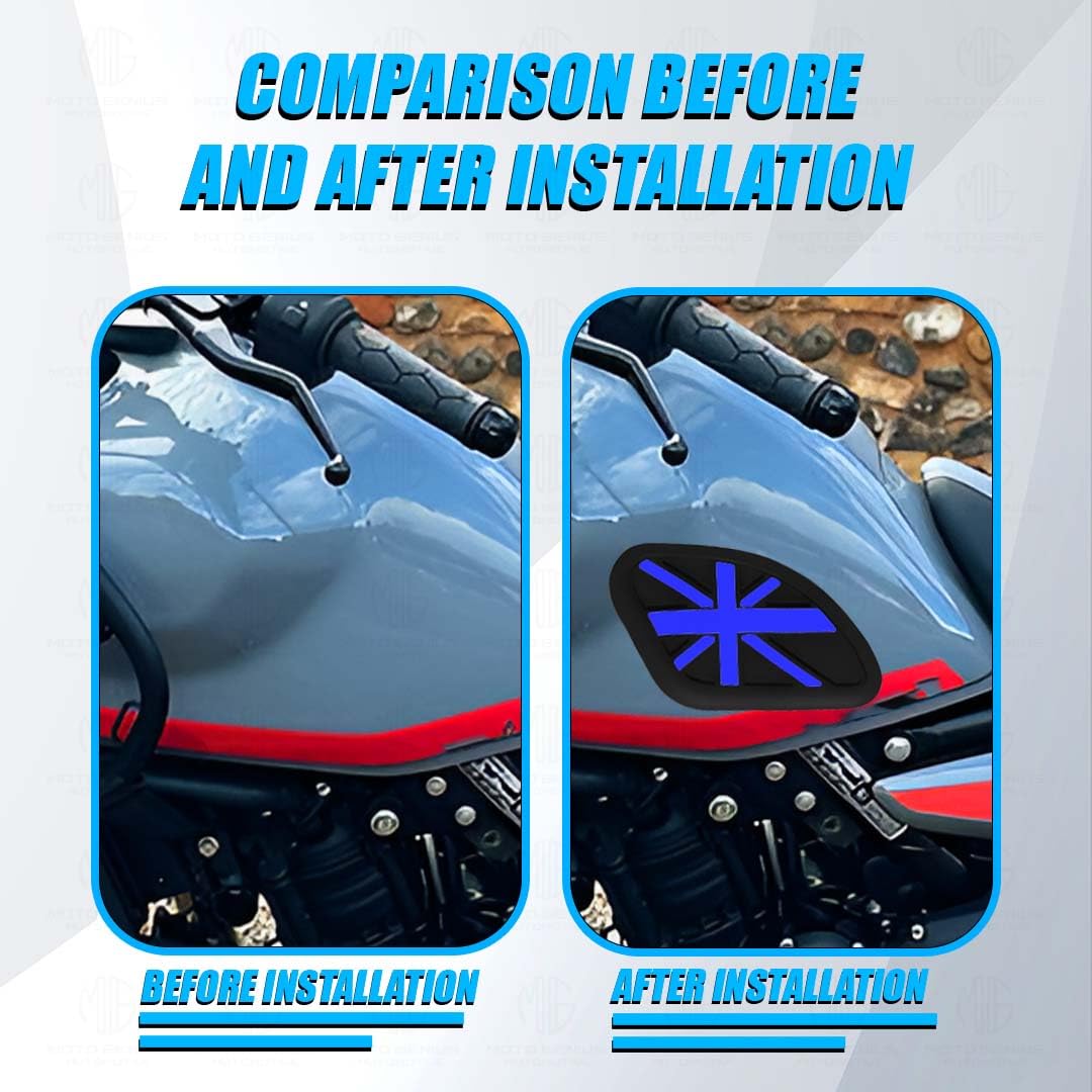 MOTO GENIUS Universal Anti Slip Silicone Tank Pad | Waterproof Motorcycle Sticker for Enhanced Grip and Protection on All Bikes ()