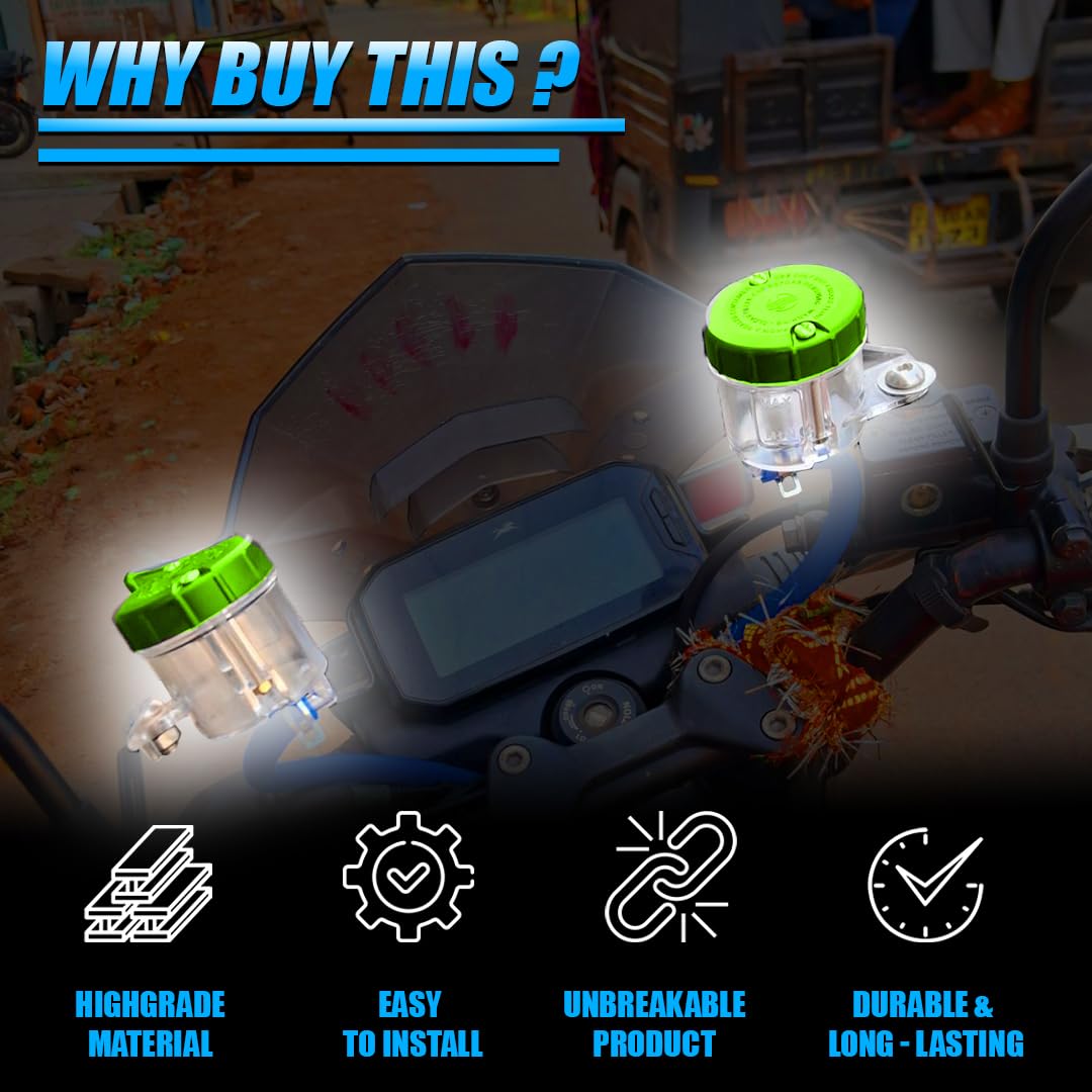 MOTO GENIUS Universal Motorcycle Front Brake Clutch Fluid Reservoir Tank | Durable Plastic Master Cylinder Oil Cup for Hydraulic Brake and Clutch Systems