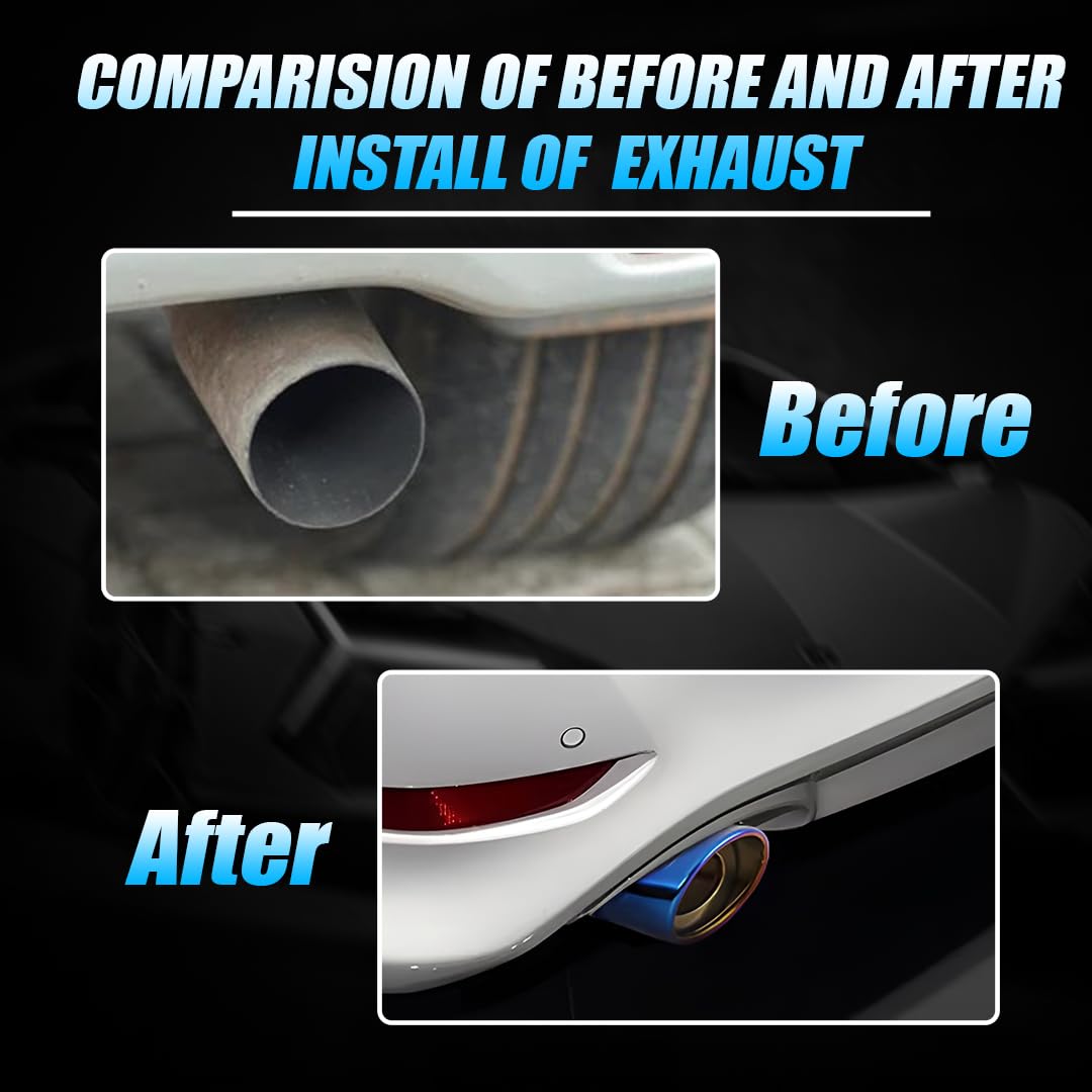MOTO GENIUS Universal Stainless Steel Car Exhaust Tip | Chrome Bolt-On Tailpipe Muffler for Most Cars, Rustproof Exhaust Pipe Extension, Adjustable Silencer Tip (Pack of 1) MultiColor