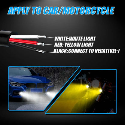 MOTO GENIUS 18W LED Projector Fog Light for Motorcycle | Dual Color & | Headlight Spotlight with Lens | Universal Fit Motorbike Lighting System