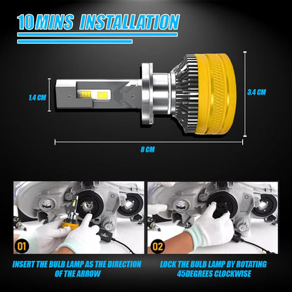 MOTO GENIUS Super Bright 300W LED Headlight Conversion Kit for Car & Motorbike, Waterproof Steel & Aluminium Design, High Performance, Energy Efficient (H4) Pack of 2
