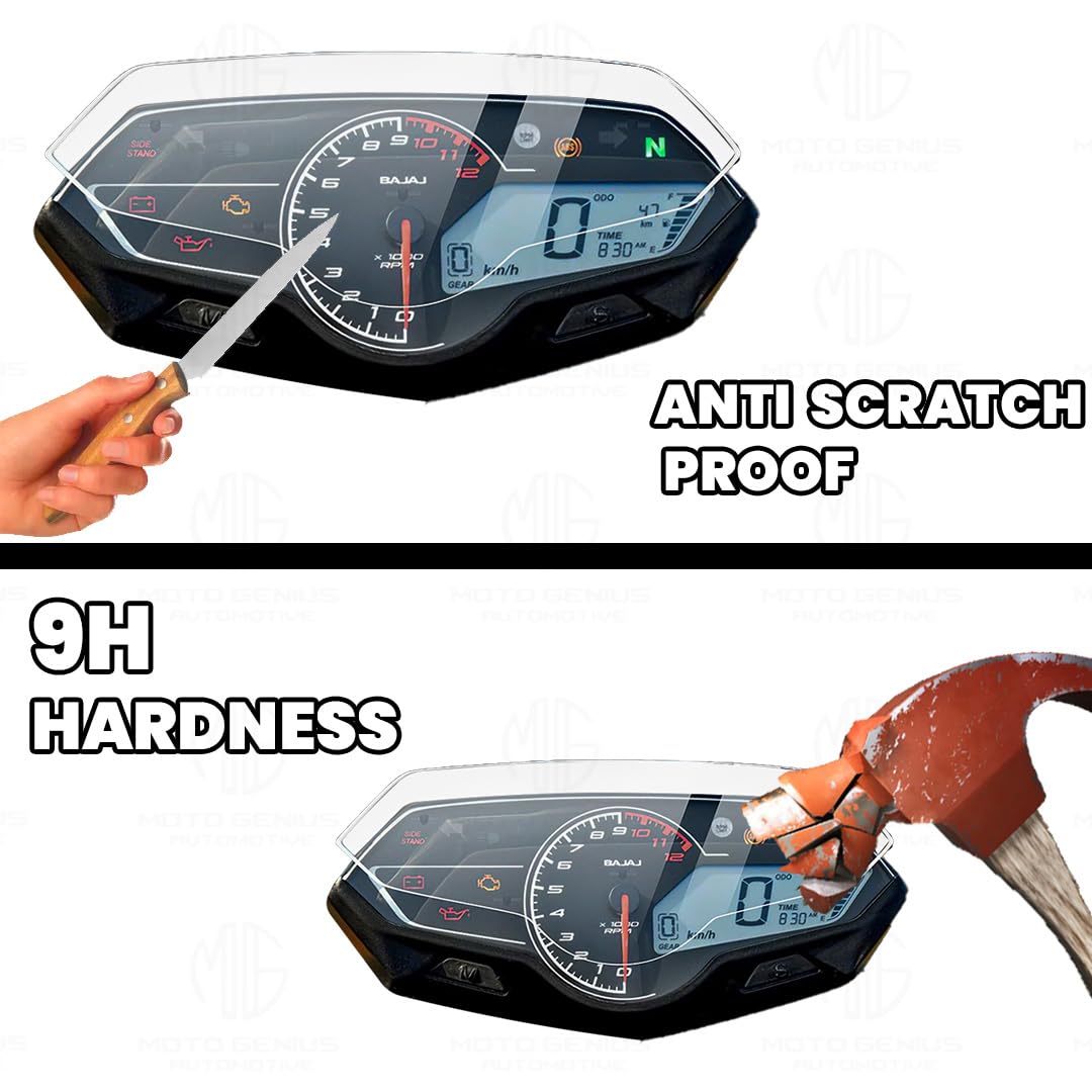 MOTO GENIUS Screen Guard for Pulsar F250 Speedometer | Anti-Scratch and Dust Protection, Clear Tempered Glass Protector
