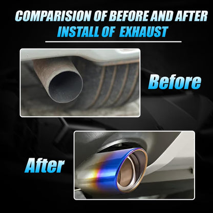 MOTO GENIUS Universal Stainless Steel Car Exhaust Tip | Chrome Bolt-On Tailpipe Muffler for Most Cars, Rustproof Exhaust Pipe Extension, Adjustable Silencer Tip (Pack of 1) Multi-Color