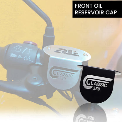MOTO GENIUS Stainless Steel Front Disc Brake Fluid Reservoir Oil Cap for Reborn Classic 350 bike. Replacement for Enhanced Durability and Performance (Pack of 1)