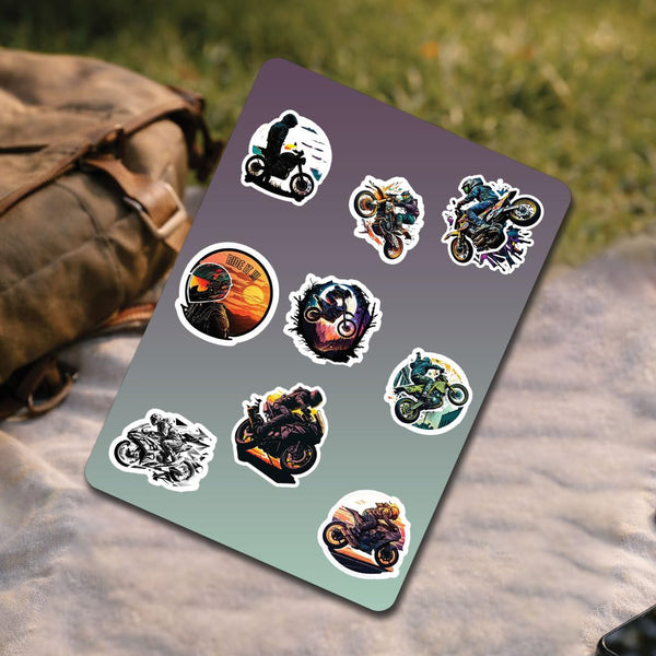 Racing Bike 3D Vinyl Stickers | Waterproof, Fade-Proof, Self-Adhesive Decals for Helmet, Bike, Car, Laptop & Mobile | Sports Bike Graphic Stickers (BIKE8-9PC)