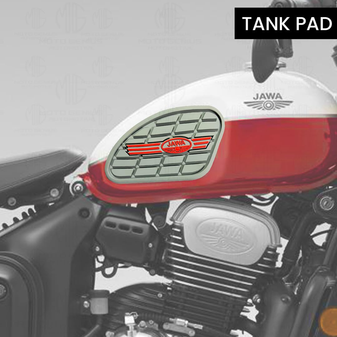 MOTO GENIUS Silicone Tank Pads for JAWA All Models Motorbike | Premium Tank Protection Pads | Anti-Slip and Scratch-Resistant Design | Stylish and Durable | (Pack of 2) ()