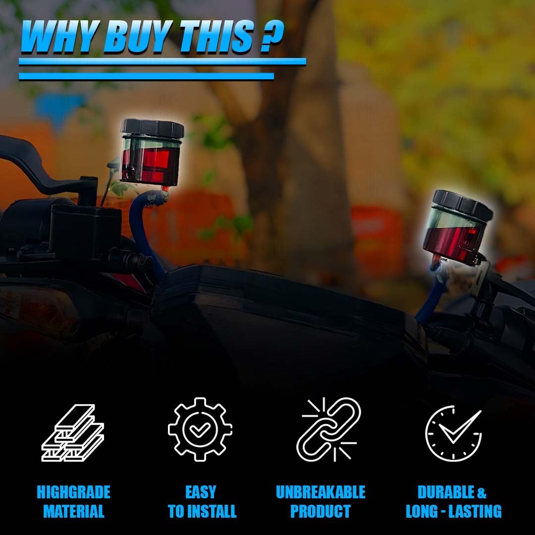 MOTO GENIUS Universal Motorcycle Front Brake Master Cylinder Oil Reservoir Tank Cup | Durable Replacement for Hydraulic Brake and Clutch Systems (Pack of 2)