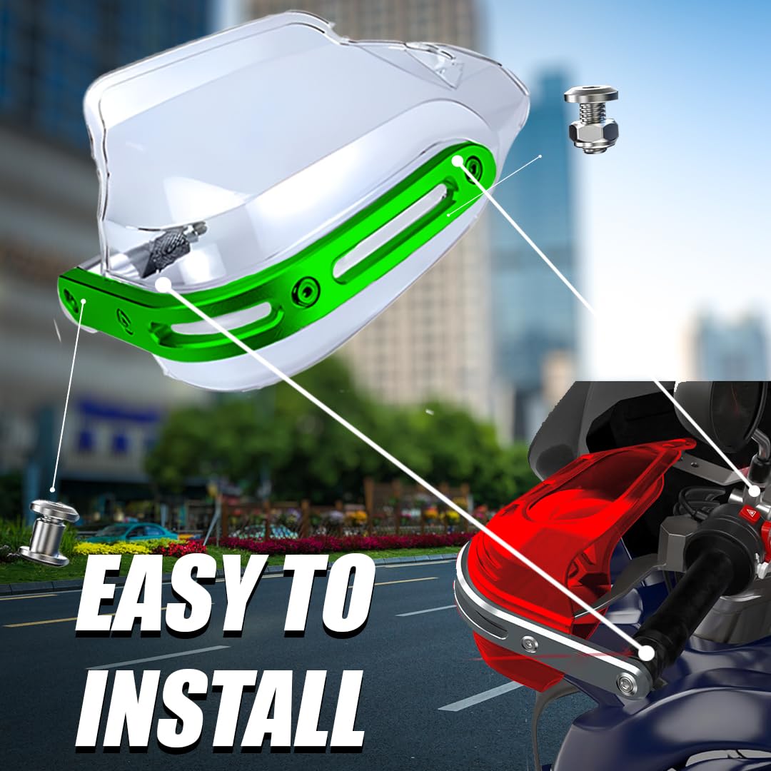 MOTO GENIUS Universal Motorcycle Handuards | Bike Wind Deflector Protectors for Handlebar Hand Safety, Fits Most Motorcycles