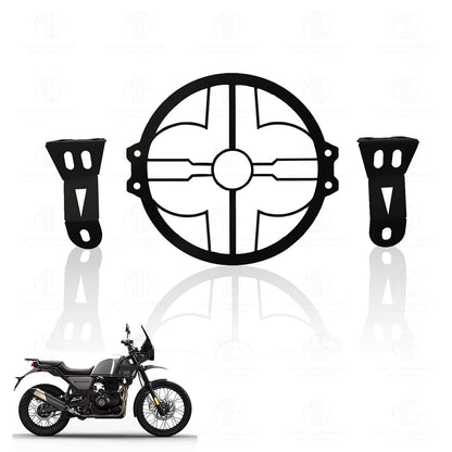 MOTO GENIUS Front Headlight Grill Guard for RE Himalayan BS3/BS4/BS6/Scram Motorbike | Durable Metal Protective Head Light Frame Protector (Plus Design Grill)