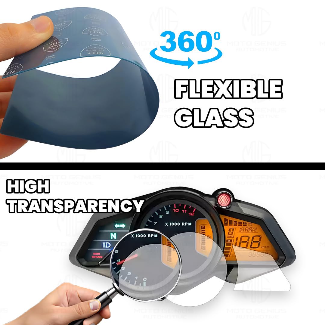 MOTO GENIUS Screen Guard for Pulsar RS200 Speedometer | Anti-Scratch and Dust Protection, Clear Tempered Glass Protector