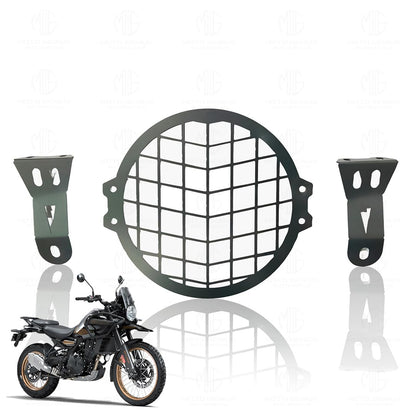MOTO GENIUS Front Headlight Grill Guard for RE Himalayan BS3/BS4/BS6/Scram Motorbike | Durable Metal Protective Head Light Frame Protector (Plus Design Grill)