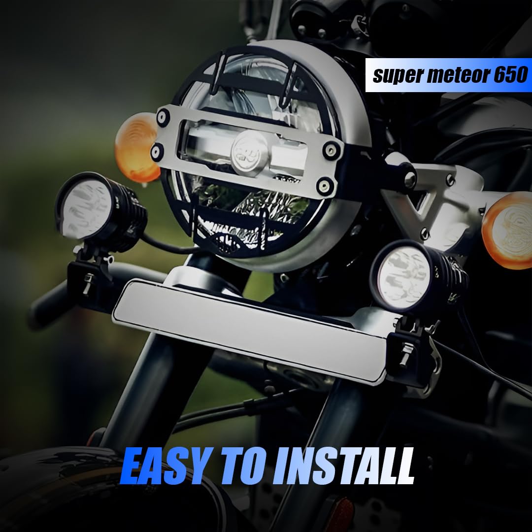 MOTO GENIUS Fog Light Mount Bracket Set for Super Meteor 650 Â– Heavy-Duty Metal Construction, Precision Fit, Rust-Resistant Finish