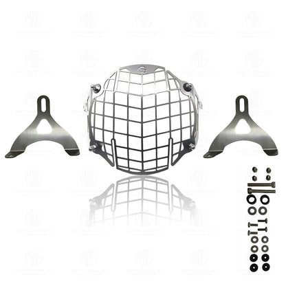 MOTO GENIUS Headlight Grill Guard for RE Super Meteor 650 | Durable Stainless Steel Protective Cover for Motorcycle Lights (Straight Design)