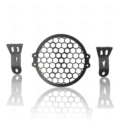 MOTO GENIUS Front Headlight Grill Guard for RE Himalayan BS3/BS4/BS6/Scram Motorbike | Durable Metal Protective Head Light Frame Protector (Plus Design Grill)