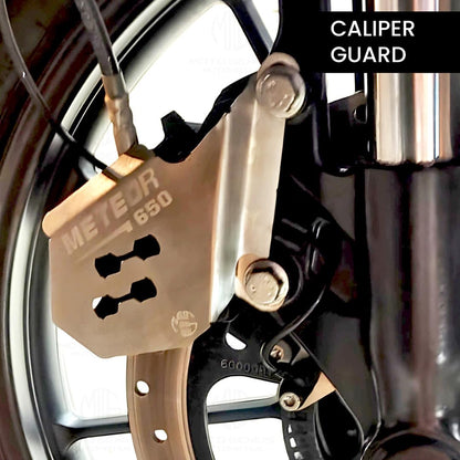 MOTO GENIUS Stainless Steel Front Disc Brake Caliper Guard for RE Super Meteor 650 - Durable Brake Protection & Stylish Upgrade ()