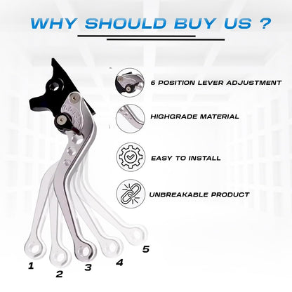 MOTO GENIUS Heavy Duty 6-Position Adjustable Clutch and Brake Lever Set for RE Bullet 350 | CNC Aluminum | Motorbike Hand Levers | Easy Install