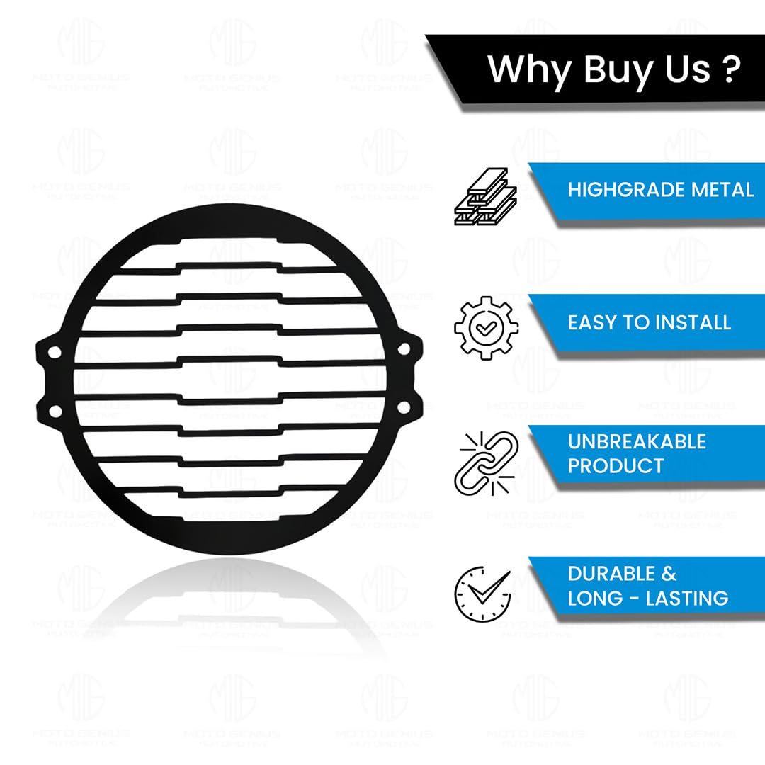 Front Headlight Grill Guard for RE Meteor 350 |Durable Metal Protective Head Light Frame Protector| Jali Compatible for RE Meteor (Flower Design)
