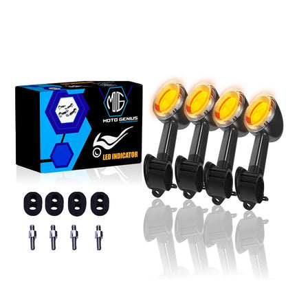 MOTO GENIUS Premium LED Turn Signal Indicators for RE Classic 350, Bullet 350, Reborn | Waterproof, High-Brightness Automotive-Grade LEDs, Durable Virgin Plastic Body (Set of 4) Black