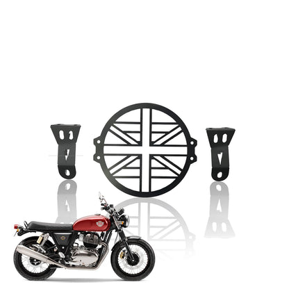 MOTO GENIUS Front Headlight Grill Guard for HUNTER | Durable Metal Protective Head Light Frame Protector (Check Grill)