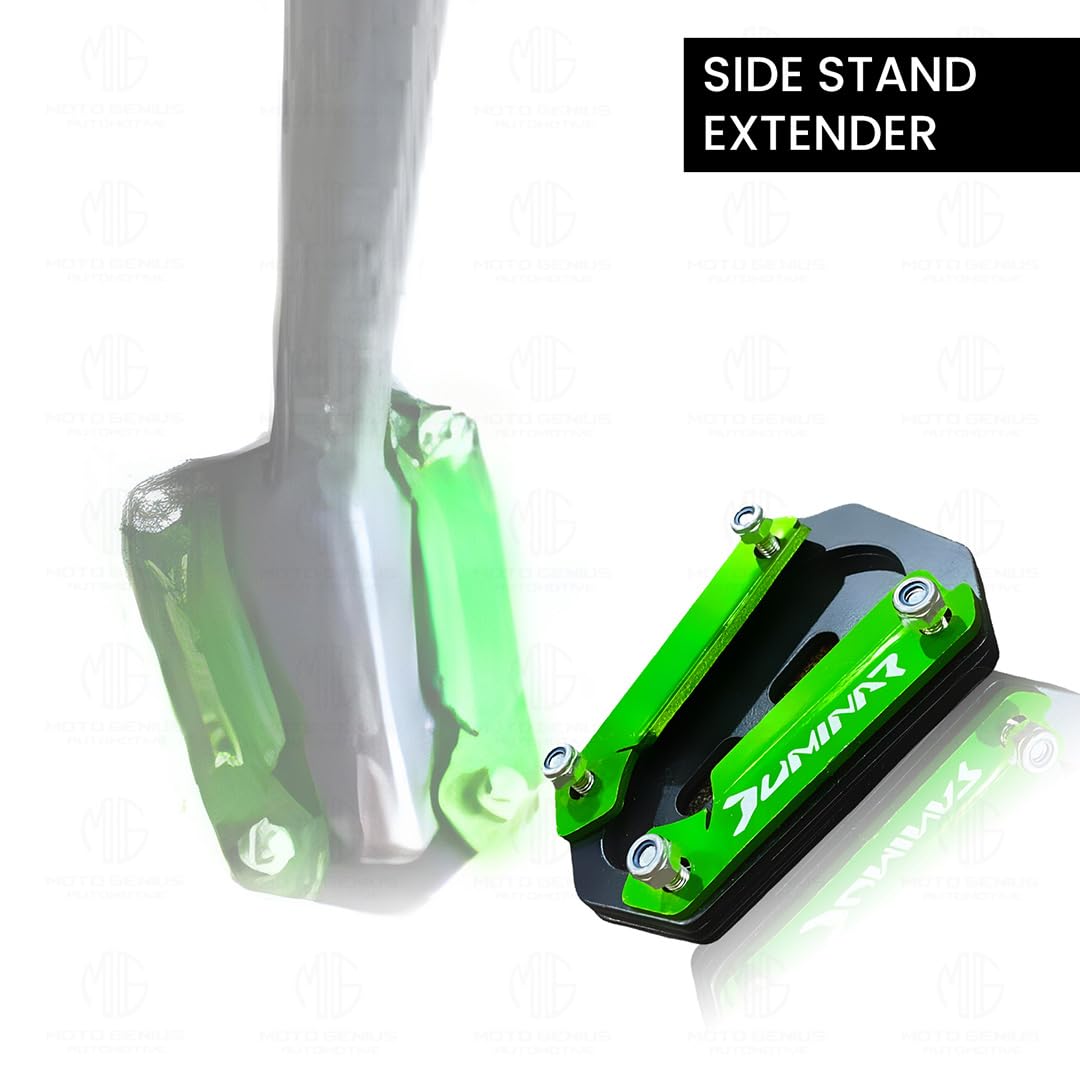 MOTO GENIUS Side Stand Extender for Dominar 250 & 400 | Heavy Duty Parking Support and Stability Enhancer (Green)