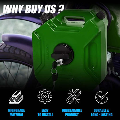 MOTO GENIUS Universal 5 Liter Fuel Jerry Can With Clamp and Cap For Motorcycle | Fuel Container Heavy Duty construction for Petrol/diesel/kerosene Storage (Green)