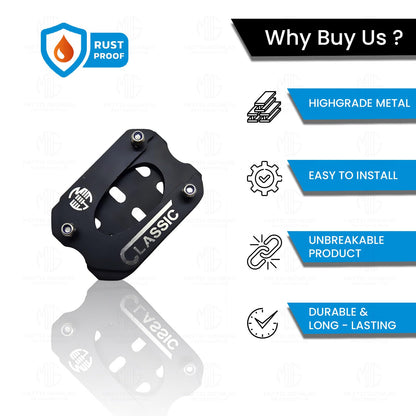 MOTO GENIUS Stainless Steel Side Stand Extender for Classic Reborn 350 | Heavy Duty Parking Support and Stability Enhancer ()