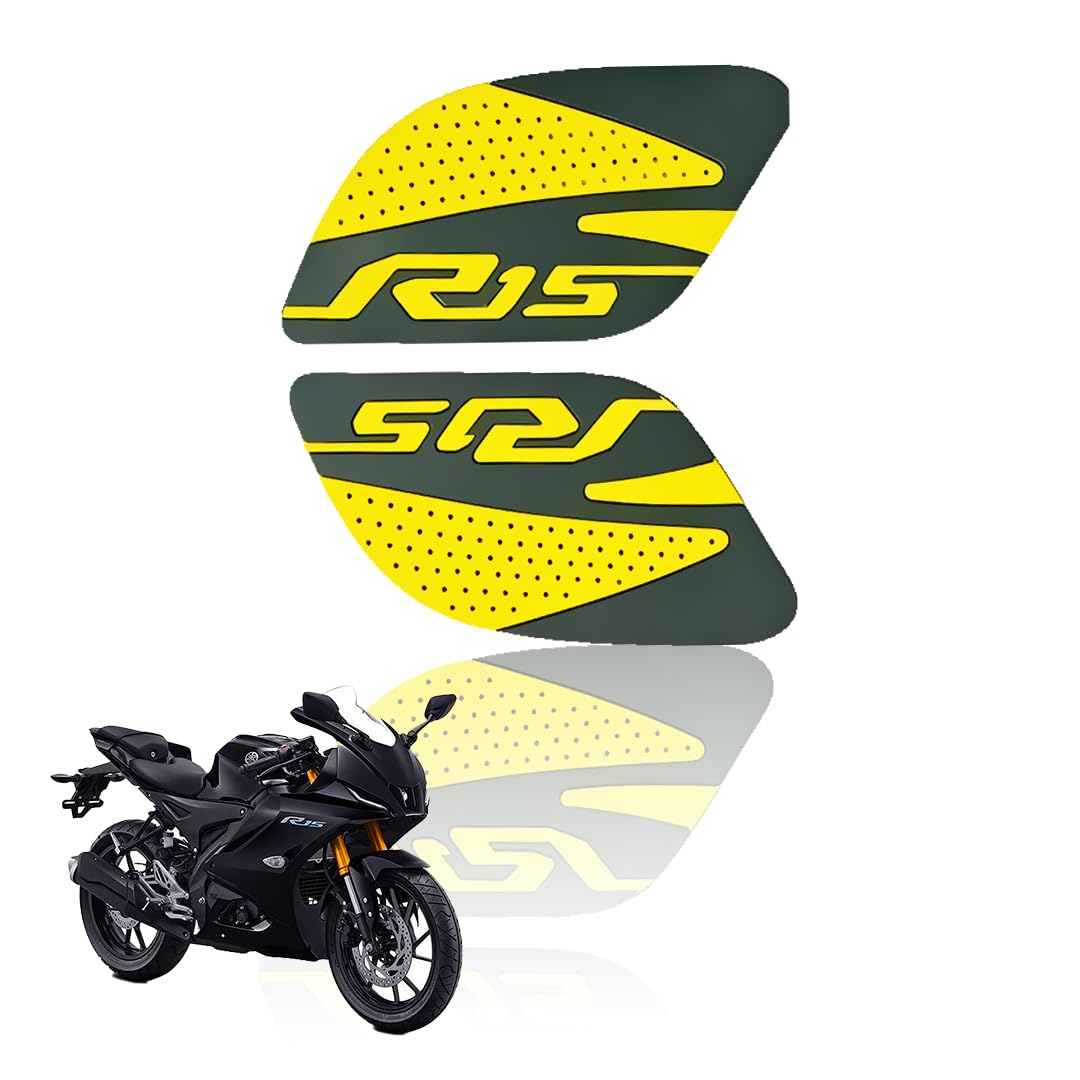 MOTO GENIUS Silicone Tank Pads for R15 V4 | Premium Tank Protection Pads |Anti-Slip and Scratch-Resistant Design |Stylish and Durable (Pack of 2) (+)