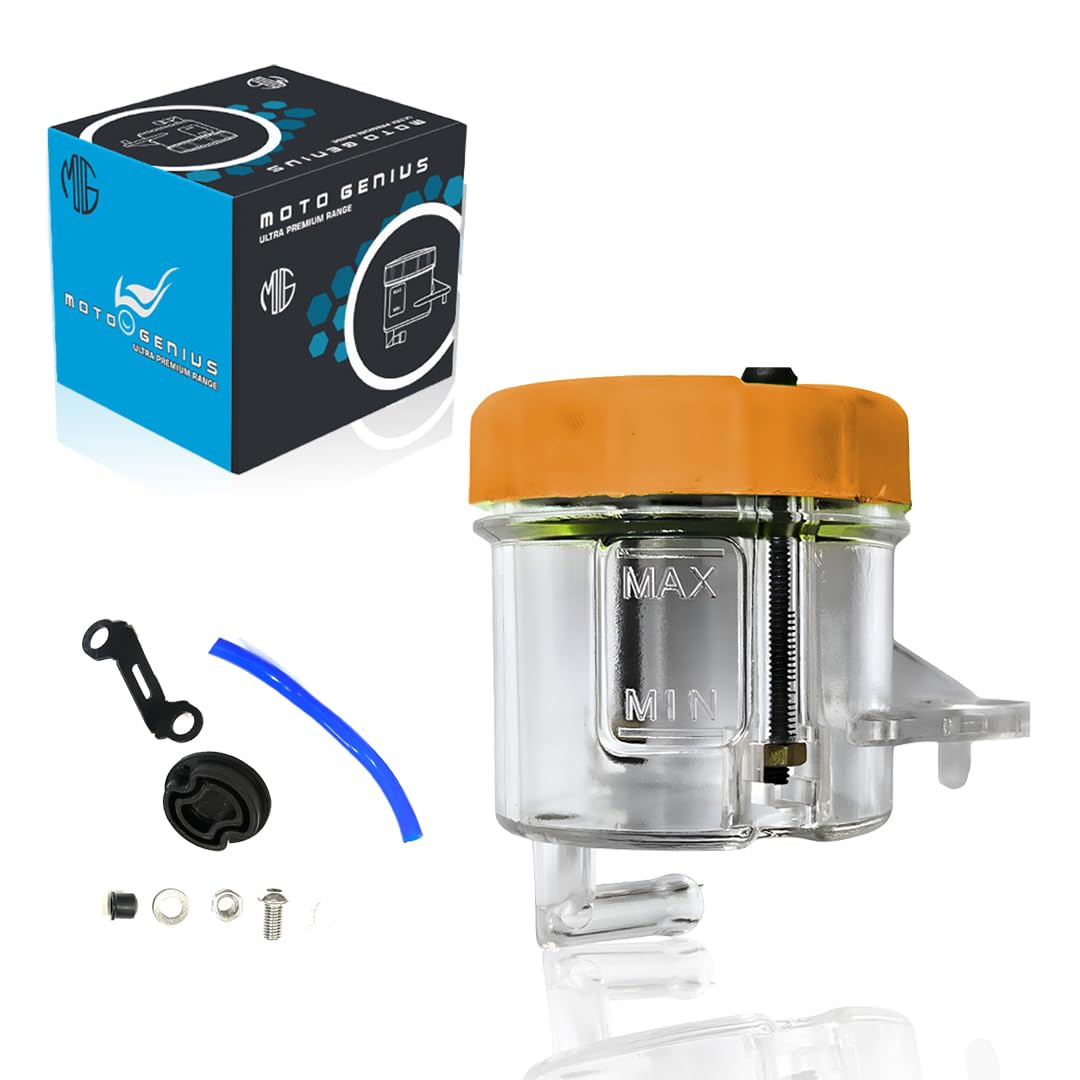 MOTO GENIUS Universal Motorcycle Front Brake Clutch Fluid Reservoir Tank | Durable Plastic Master Cylinder Oil Cup for Hydraulic Brake and Clutch Systems