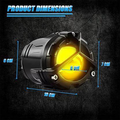 DK350 Y-Type LED Fog Light with Wiring Harness | Korean Chip Laser Light | 2-in-1 Spot & Flood | Yellow & White Dual Color | Wide Coverage | For Bike & Car (Pack of 2)