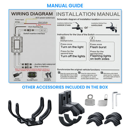 MOTO GENIUS VK460 40W x 2 Motorcycle Fog Light Auxiliary LED Light Set | High Brightness CNC Switch & Wiring Harness | Universal Fit Waterproof Bike Driving Lights (Pack of 2)